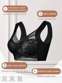 6 Pieces Women's Large Bra Gathered Soft Ice Silk Seamless Top Bra Lace No Wire Ring Summer Bra Tops Underwear - 彩色 - 查看 10