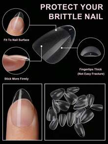 [Bestseller]120/240Pcs Short Almond Nail Tips Soft Gel Gelly Nail Tips Half Matte Full Cover Nail Tips Acrylic Pre-Filed Press On Nail Tips Nail Extension Home Manicure Press On Nails Nail Supplies - 清除 10 - 查看 6
