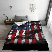 Soft & Durable American Flag Eagle Print Blanket - Suitable For All Seasons, Machine Washable, Modern Style, Great For Sofa And Bed - Multicolor - View 8