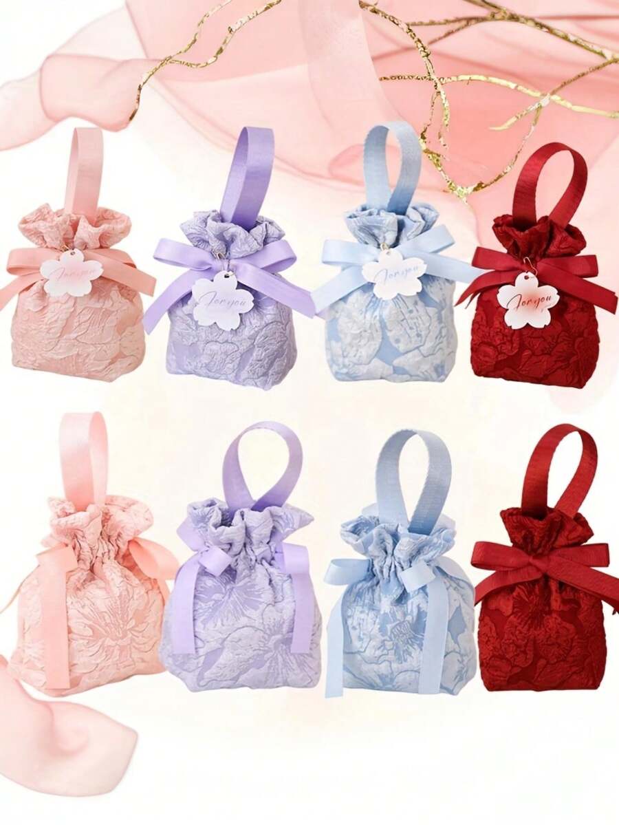 3 túi quà thắt nơ có dây rút, thích hợp cho sinh nhật, đám cưới, tiệc tùng, sự kiện kinh doanh, Giáng sinh, Halloween. - nhiều màu - Xem 1