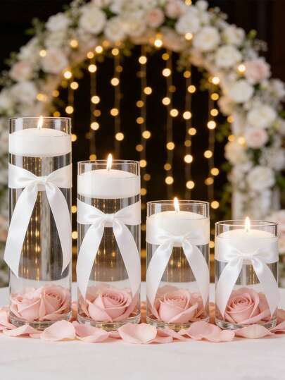 16pcs Transparent Glass Candle Holders, Cylindrical Glass Vases Suitable For Desktop Decor, Floral Art And Wedding Party Centerpieces, Indoor Decoration
