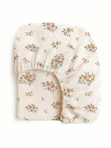 1pc Soft, Breathable 100% Cotton Muslin Baby Crib Sheet, Adorable Floral Cartoon Print, Unisex Newborn Essential - Multicolor - View 20