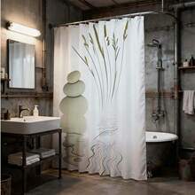 1件禅意石纹浴帘，简约水疗风格，以堆叠的石头和草倒映在平静的水中，营造日式禅意花园般的浴室装饰效果。防水面料浴帘，打造自然健康浴室氛围。 - A - 查看 9