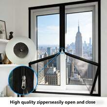 拉链式窗纱网，黑色包边，易于开合，透气防蚊虫，适用于家用窗户 - 黑網黑邊拉鍊 - 查看 2