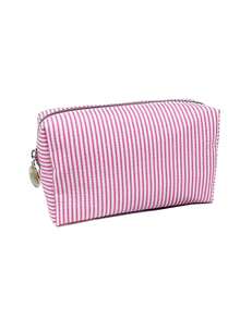 泡泡纱化妆包，印花带提手，大容量洗漱包，条纹刺绣，旅行收纳包 - 彩色 - 查看 12