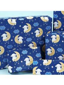 1pc Navy Blue Cartoon Lamb, Moon & Star Pattern Gift Wrapping Paper, Suitable For Eid Al-Adha, Birthday, Full Moon Celebration Gifts, Cute Ins Style Packaging Paper - Multiple Styles - View 7