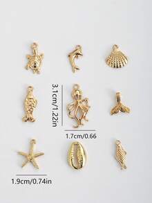 Ngẫu nhiên 50 chiếc mặt dây chuyền hợp kim KC Golden Ocean để làm trang sức DIY, móc khóa, bông tai, charm cho vòng tay, vòng cổ. - Vàng - Xem 3