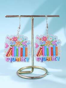 1 Pair Proud Moon Elegant Cute Fashion Unique Floral & Book Design Acrylic Dangle Earrings, Women's Daily, Holiday, Party Jewelry Gift - Multicolor - View 4