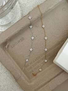 Bohemian 18k Golden-Plated Fashionable New Mini Flower Pendant Bracelet Chain Suitable For Women's High-End Jewelry Gifts Luxurious Daily Matching - Silver - View 3