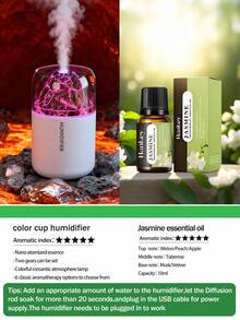 1 件火山造型超声波冷雾加湿器，带夜灯 - USB 桌面香薰机，便携式 - 电动空气净化器，多种香型选择，5 种香氛模式，酒店香氛机，带氛围灯，适用于卧室/汽车/浴室/办公室/房间装饰，香薰机/空气净化器/除臭器/加湿器/精油扩散器（推荐作为情人节或其他节日礼物） - 彩色 - 查看 23