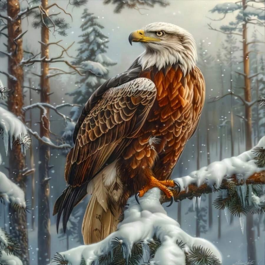5D Diamond Painting Kit - Full Round Diamond, Eagle Pattern, Acrylic Craft Set For Home Decor, Frameless Diamond Painting Gift Set