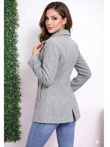 Women's Blazer Coat In Warm Wool For Elegant Winter - 灰色 - 查看 2