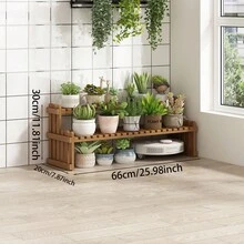 Wooden Ladder Plant Stand, Rectangular Multi-Tier Flower Pot Rack With Garden Storage Box, Indoor Decorative Succulent Plant Holder - A - View 7