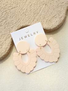 1 Pair Women's Abstract Flower Shaped Milky White Ceramic Texture Hollow Design Elegant Personalized Precision Acrylic Earrings - Multicolor - View 2