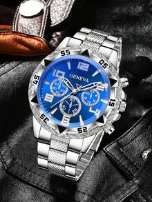 2pcs/Set Men's Quartz Watch Set, Refined Gold & Silver Design, Stainless Steel Strap, Durable & Fashionable, Suitable For Business, Casual, Holiday And Formal Occasions, Great Gift For Father's Day Or Valentine's Day - Gold - View 3