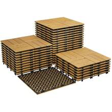 Azulejos de cubierta interconectados de madera de acacia de 12x12inch, pintura amarilla impermeable de patio antideslizante - fácil instalación de bricolaje, uso al aire e interior - 22PCS / Set - amarillo - Ver 4