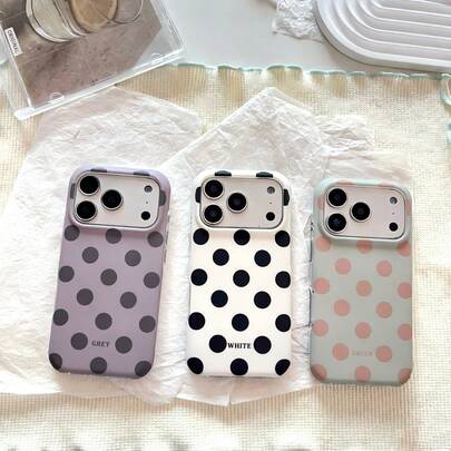 Simple Solid Color & Polka Dot Phone Case Suitable For IPhone 17 Pro Max, 16 Pro Max, 15 Pro, 14, 13, Cute & Fashionable For Girls And Boys