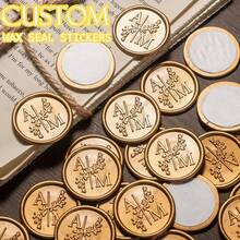 200PCS/Set, Custom Self-Adhesive Wedding Wax Seal Stickers – Personalized Initial Wax Seal Stickers For Invitations, Wedding, Envelopes - Round - View 7
