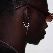 1对酷炫十字锆石耳环 - 銀色 - 查看 3