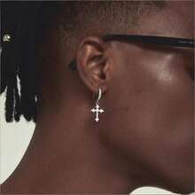 1对酷炫十字锆石耳环 - 銀色 - 查看 2