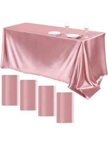 1PC Satin Tablecloth 102 X 58 Inch Overlay Satin Table Cover Rectangle Bright Silk Tablecloth Smooth Fabric Table Decoration For Wedding Banquet Party Events - Satin Tablecloth - View 3