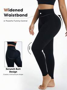 Women's Compression Leggings Butt Lifting Seamless High Waist Tummy Control Stretchy Shapewear Pants - Black - View 3