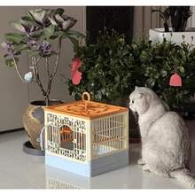 Jaula plegable portátil para pájaros Jaula para pájaros de vista completa de 360° con gancho/tazón de comida/perca bandeja deslizante para una fácil limpieza esencial para viajes y salidas - como en la foto - Ver 6