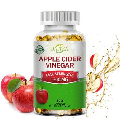 Suplemento de vinagre de sidra de manzana, apoya la digestión, la energía y el control del peso, 120 cápsulas
