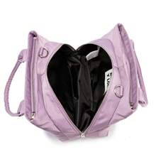 Women's Large Nylon Crossbody Bag With Many Compartments, Casual Lightweight Tote Bag With Adjustable Wide Shoulder Strap For University, School, And Shopping - 紫羅蘭色 - 查看 3