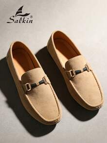 Salkin 设计师款男士休闲乐福鞋，纯色仿麂皮绒面革，柔软舒适，防滑耐磨，适合休闲、商务、毕业典礼、婚礼、春夏秋季等多种场合，尺码偏小，建议选购大一码。 - 卡其色 - 查看 10