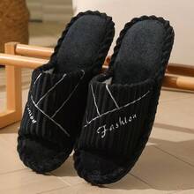 新款时尚条纹刺绣露趾套脚泡沫低跟鞋 - 男款拖鞋 - 查看 4