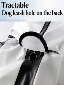 1件PU材质四脚连帽防水狗狗雨衣户外宠物狗雨披 - 黑色 - 查看 3