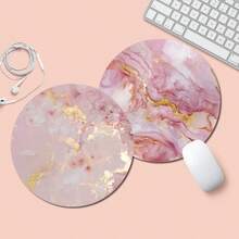 20x20x0.2厘米圆形大理石纹鼠标垫，带防滑橡胶底座，趣味鼠标垫，适用于台式无线电脑鼠标，办公及家用，可爱办公用品，送给女性和女孩的礼物 - 查看 2