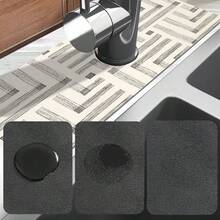 1pc, Sink Faucet Suction Pad, Drainage Pad, Kitchen, Bathroom Sink, Countertop, Drainage Pad, Diatomite Washbasin, And Cuttable Quick-Drying Pad. - Multicolor - View 8