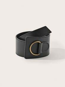 1件女士纯色休闲朋克复古派对性感街头优雅PU皮革可调节宽腰带外套，百搭时尚，适合所有季节 - 黑色 - 查看 4