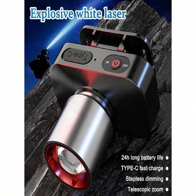 Linterna frontal LED recargable para exteriores de 1000 lúmenes, linterna de alta luminosidad, linterna frontal con zoom ajustable, resistente al agua y a los golpes, duradera para camping, senderismo, correr, pesca y uso de emergencia