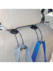 4pcs Stainless Steel Car Hooks, Seat Back Hanger, Non-Magnetic Dual Hooks With Silicone Anti-Slip Pad, Tightly Fit Headrest Rod, No Noise During Driving - Stainless Steel Hooks - View 6