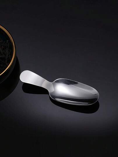 1pc Stainless Steel Tea Spoon, Tea Accessories Tea Leaf Scoop, Short Handle Dessert Spoon Ice Cream Spoon
