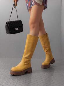 Knee High Boots Women, Comfortable Platform Boots For Women - Màu vàng - Xem 2