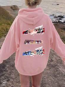 Áo nỉ rộng rãi bằng cotton lót lông cừu ấm áp, in hình hoạt hình bắt mắt dành cho nữ, mềm mại và thoải mái, thích hợp cho thời tiết lạnh, phong cách Y2K, phù hợp cho Ngày Valentine, lễ hội, tiệc tùng, bãi biển, đám cưới, phòng tập thể dục, thanh lịch, kỳ nghỉ - Hồng - Xem 1