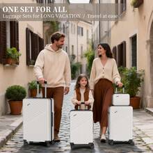 4-Piece ABS Hard-Shell Luggage Set, Consisting Of Hard-Shell Suitcases In Sizes S, M, L And XL, Equipped With A Retractable Gel Handle And 4 Smooth-Rolling Wheels; Durable And Lightweight Travel Suitcases With Lock. - 白色 - 查看 2
