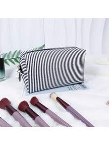 泡泡纱化妆包，印花带提手，大容量洗漱包，条纹刺绣，旅行收纳包 - 彩色 - 查看 7