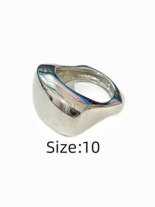 1 pieza Anillo de mujer de moda casual con diseño asimétrico trapezoidal, material de acero inoxidable 316, acabado chapado al vacío en oro de 18K, duradero, resistente al agua y que no se desvanece - Anillo trapezoidal irregular para mujer - Ver 12