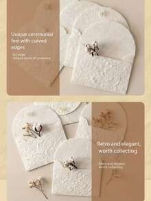 5Pcs Pleated Texture Envelopes With Hemp Rope Binding, Plant Embossed Paper Envelopes 3.93*2.75 Inches For Greeting Cards Wedding Invitations Festival Birthday & Thank You Notes - A3.93*2.75in Pleated Style - View 8