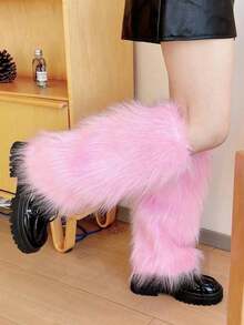Women's Fluffy Leg Warmers - Soft & Plush Boot Covers Winter, Halloween And Santa Claus Costumes - 粉色 - 查看 5
