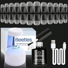Beetles Gel Nail Kit Short Almond Gift Spree Easy DIY Extension Set Gift For Women - Short Square 504pcs (Etch-X Kit) - 查看 1