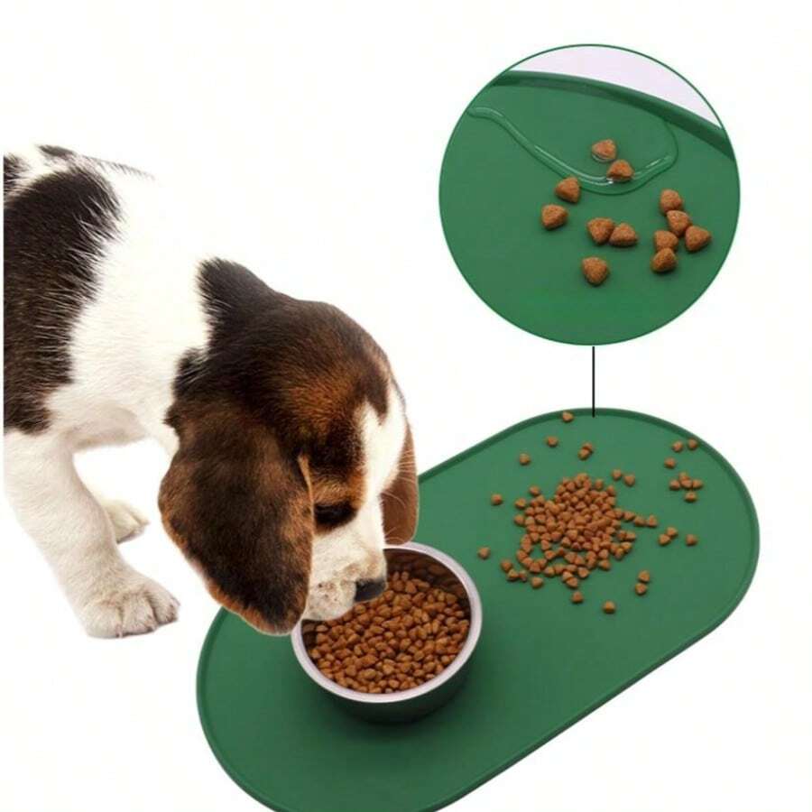 1pc Silicone Pet Food Mat, Waterproof & Easy To Clean Pet Dog Cat Feeding Pad, Non-Slip Spill-Proof Placemat - Multicolor - View 1