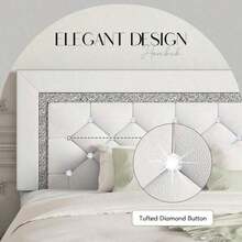 Upholstered Bed Frame, Modern Platform Bed Frame With Headboard And Footboard, No Boxing Spring Needed, Easy Assembly, Black// Pink/ Purple/ White/ Beige / Green, Twin/ Full// King - trắng - Xem 3