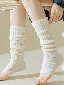 1 Pair Spring/Summer Thin Casual Fashion Daily Mesh Lace Trim Ballet Style Girl Mid-Calf Cream Lace Letter Leg Warmers - Multicolor - View 18