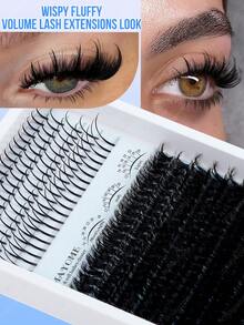 Spikes+120D+140D+160D -3D Super Fluffy Soft Comfortable High-Quality DIY Eyelash Clusters Russian Lash Extensions Kit Spikes Lash Individuals 3D Volume Eyelash Clusters D-Curly Lash Clusters Kit 13-20MM DIY Eyelash Extensions,2 Styles Lash Clusters Spike Lashes Individual Lash Clusters At Home - Baby Blue - View 3